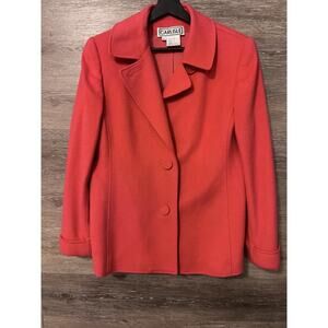 CARLISLE Women Sz 12 CASHMERE OXFORD Bright RED JACKET Blazer CAREER Office